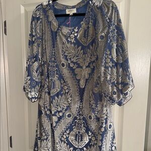 Umgee Blue and Silver Floral Dress